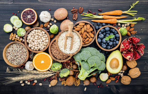 Sağlıklı gıdalar seçimi için Malzemeler. İyileşme kavramı - Fotoğraf, Görsel