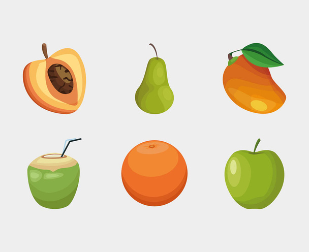 Diseño de vectores de iconos de frutas aisladas
 - Vector, Imagen