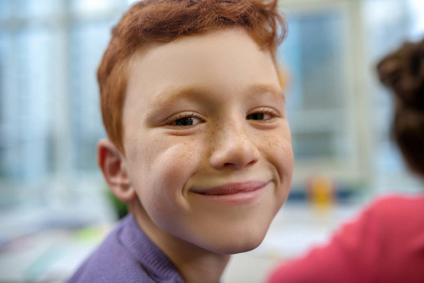 Little boy being happy during his school lesson - Φωτογραφία, εικόνα