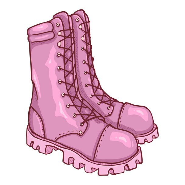Vector Cartoon Pink Army Boots. - Vector, Image