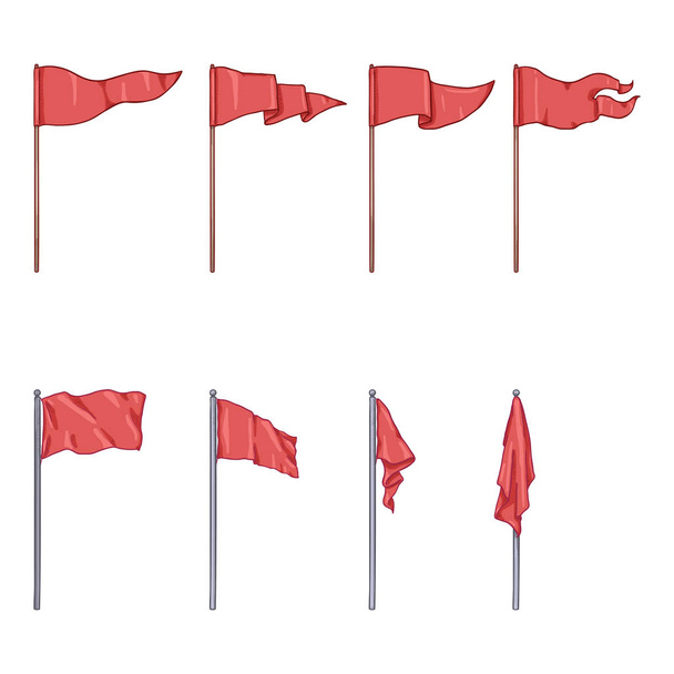 Vectorset van cartoon vlaggen op vlaggenmasten - Vector, afbeelding