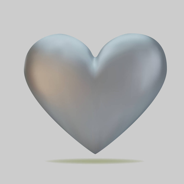 Realistic 3d silver heart. Happy Valentines Day greeting card. Love and wedding. Graphic element for design. Vector - Vektor, Bild