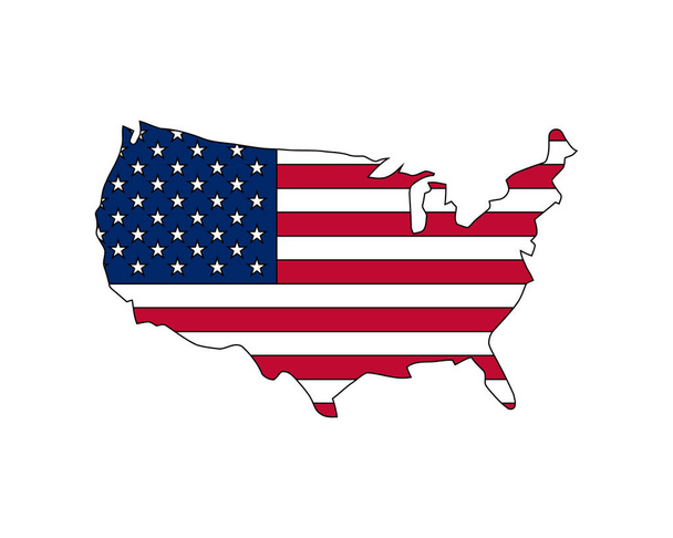 İçinde bayrak olan Birleşik Devletler vektör haritası. - Vektör, Görsel