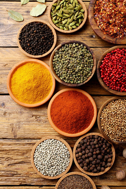 spices assortment on rustic table background - Foto, Imagem