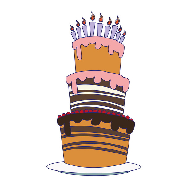 big birthday cake icon - Vektor, kép