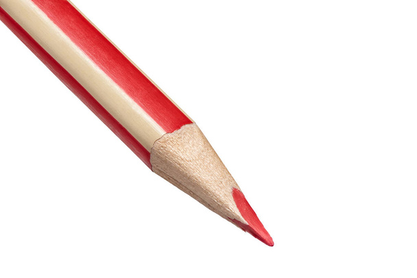 macro photo of a red pencil isolated on white - 写真・画像