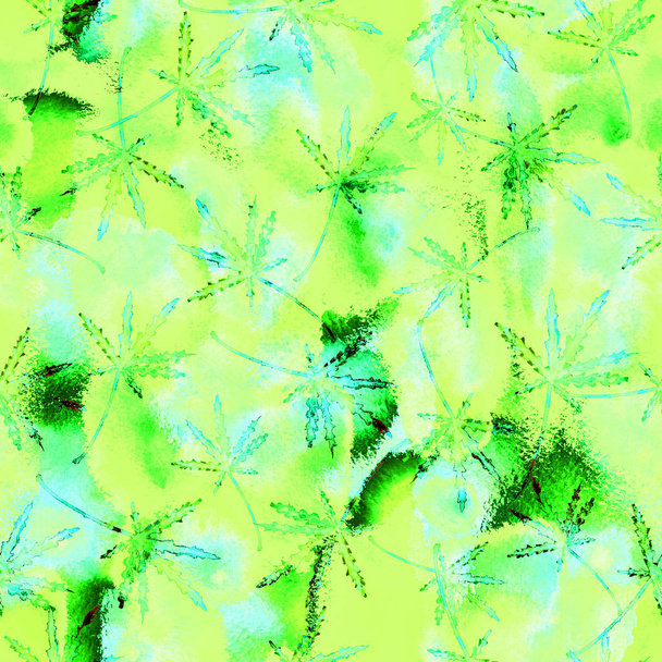 Cannabis leaves seamless Watercolor pattern - Zdjęcie, obraz