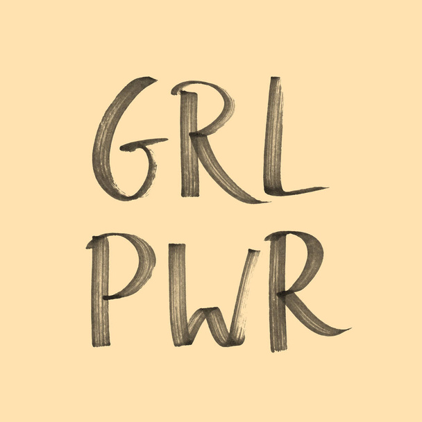 Marker vector belettering Grl Pwr wat is de afkorting van de term Girl Power. Handgeschreven belettering met een brede markeertextuur voor Internationale Vrouwendag of Meisjesdag. - Vector, afbeelding