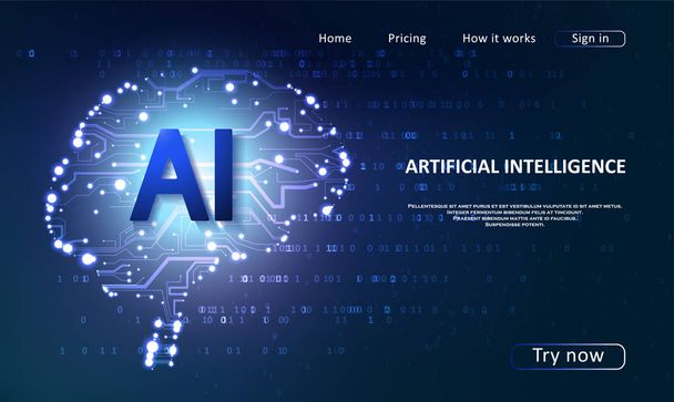 Artificial Intelligence landing page  - Vector, Imagen