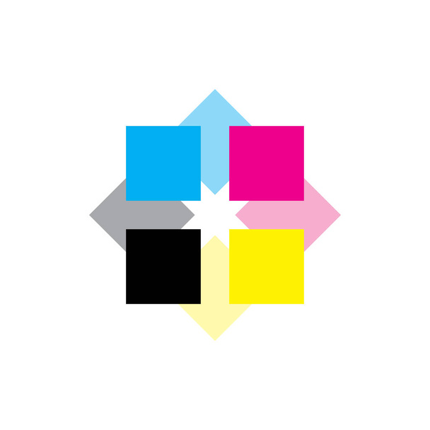 Rotación cuadrada con vector de diseño de logotipo de color CMYK
 - Vector, Imagen