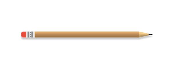 Bleistift-Vektorsymbol. Bleistift mit rotem Gummi, isoliert auf weißem Ba - Vektor, Bild