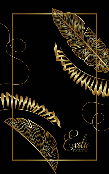 luxo exótico botânica moldura quadrada dourada
 - Vetor, Imagem