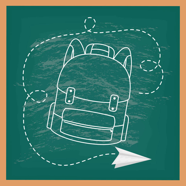 back to school card with chalkboard and schoolbag - Vector, Image