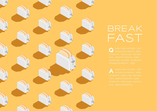 Toaster with Slice bread 3D isometric pattern, Breakfast bakery concept poster and social banner post horizontal design illustration isolated on cream background with copy space, vector eps 10 - Vector, Image