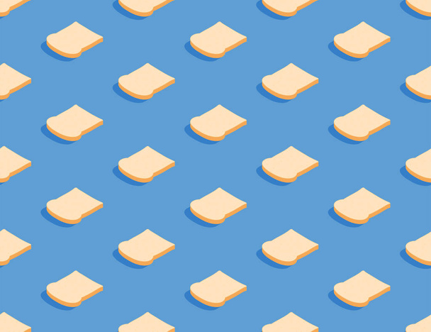 Φέτα ψωμί 3d ισομετρική μοτίβο, πρωινό αρτοποιείο έννοια αφίσα και κοινωνικό πανό post design εικονογράφηση απομονωμένη σε μπλε φόντο με αντίγραφο χώρου, διάνυσμα eps 10 - Διάνυσμα, εικόνα