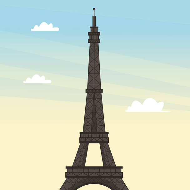 world travel scene with eiffel tower - Vector, Imagen