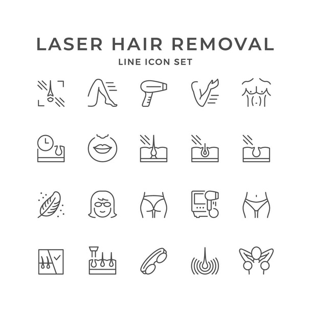 Définir les icônes de ligne de l'épilation laser - Vecteur, image