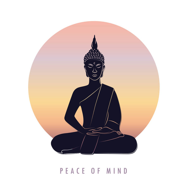pokoj mysli Buddha meditace při západu slunce - Vektor, obrázek