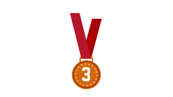 Champion Bronze medal with ribbon on white background - Footage, Video