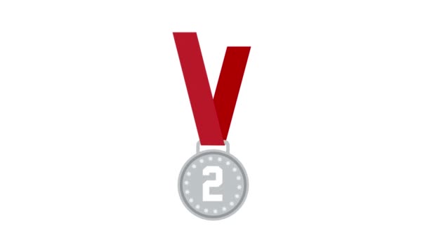 Champion silver medal with ribbon on white background - Footage, Video