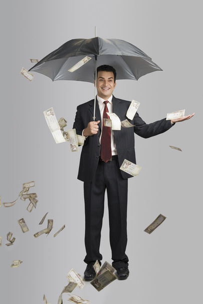 Money raining over a businessman - Fotoğraf, Görsel