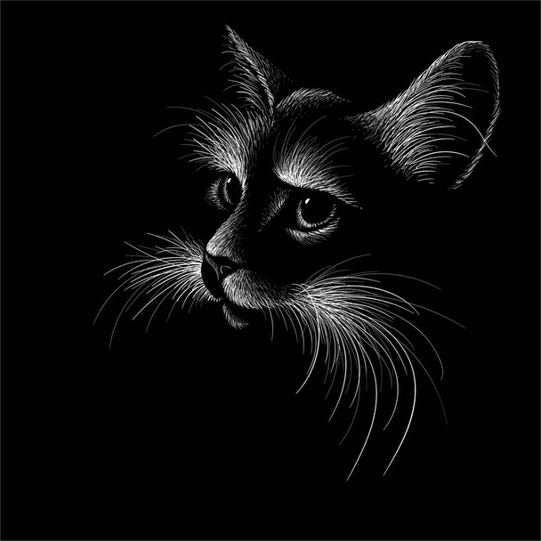 The Vector logo cat for tattoo or T-shirt design or outwear. - 写真・画像