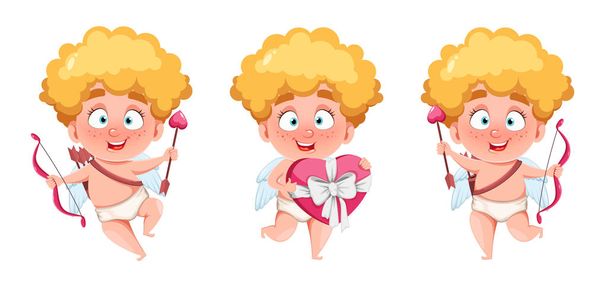 Fijne Valentijnsdag. Grappig Cupido kind - Vector, afbeelding