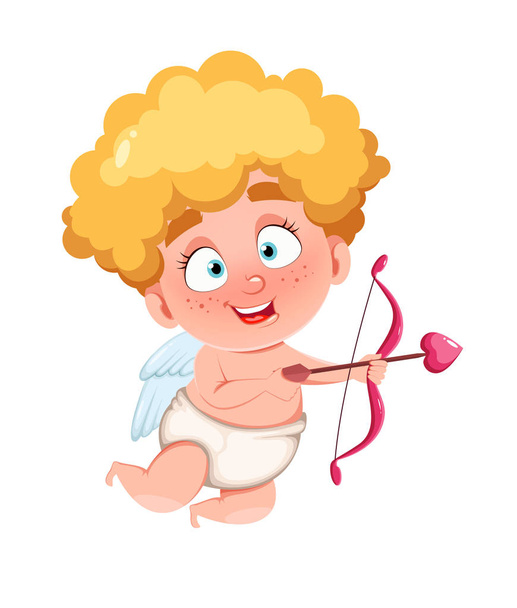 Fijne Valentijnsdag. Grappig Cupido kind - Vector, afbeelding