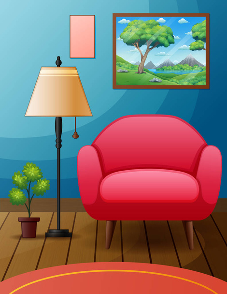 Простая комната со стульями и мебелью
 - Вектор,изображение