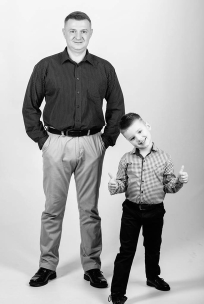 Father example of noble human. Family support. Family bonds. Trustful relations father and son. Enjoying fatherhood. Father and cheerful little son. Best friends. Dad and adorable child. Fathers day - Fotografie, Obrázek