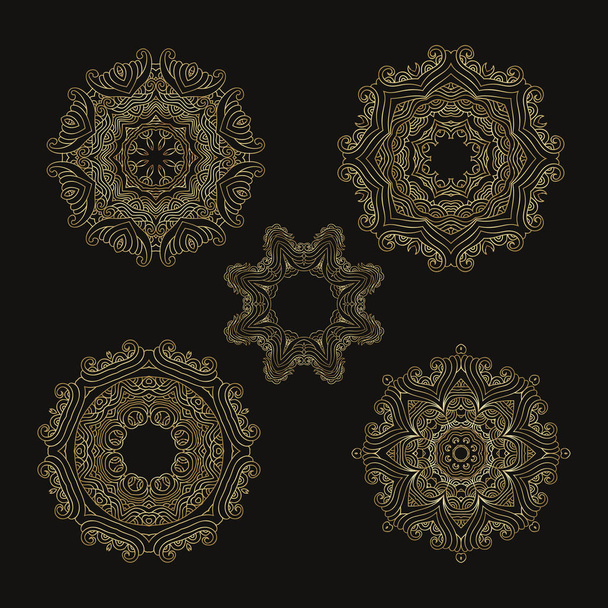 Set of golden mandalas3 - Вектор,изображение