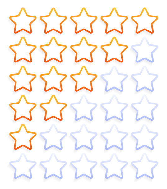 Πέντε αστέρια περίγραμμα βαθμολογία εικονίδιο σύνολο διάνυσμα εικονογράφηση αρχείου. Ναι - Διάνυσμα, εικόνα