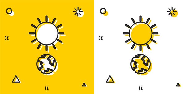 Μαύρο εικονίδιο Ηλιοστάσιο απομονωμένο σε κίτρινο και λευκό φόντο. Τυχαία δυναμικά σχήματα. Εικονογράφηση διανύσματος - Διάνυσμα, εικόνα