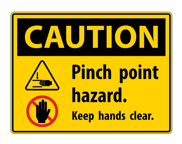 Vorsicht Pinch Point Hazard, halten Sie die Hände frei Symbol Zeichen isolieren auf weißem Hintergrund, Vektor-Illustration  - Vektor, Bild