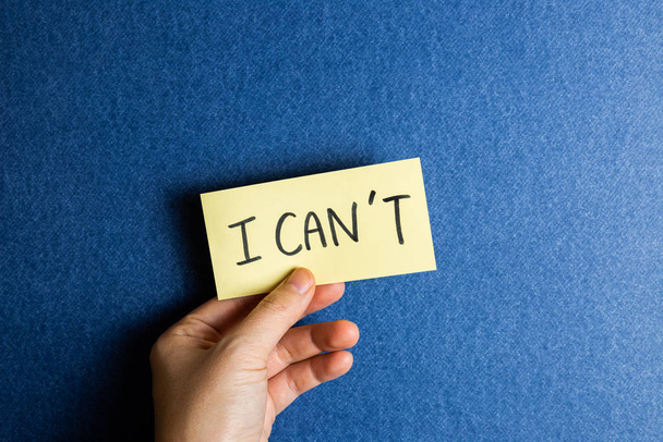 'I can't' message. Negative and no confidence attitude concept - Foto, Imagen