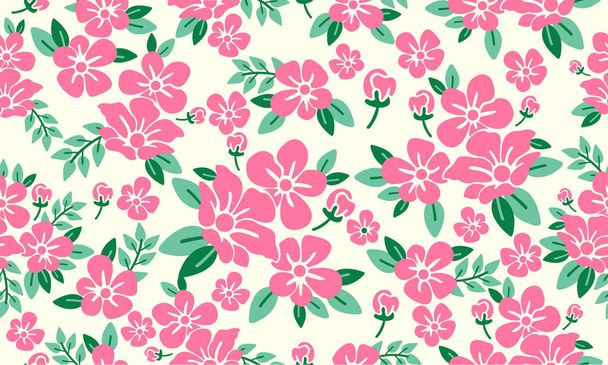 Unique valentine flower decor pattern background, with leaf and flower drawing. - Vector, afbeelding