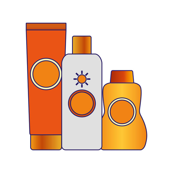 zonnebrandcrème flessen pictogram - Vector, afbeelding