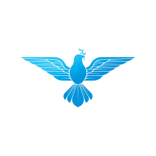 Béke Galambja. Illusztráció a repülő galamb kezében olajág szimbolizálja a béke a földön. - Vektor, kép
