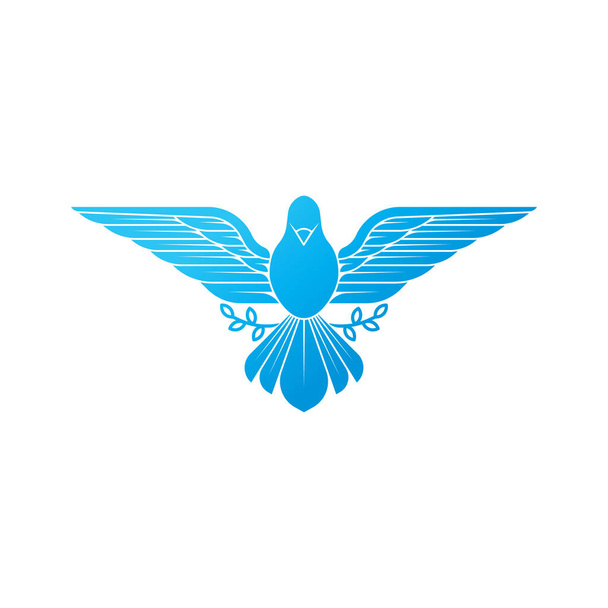 Friedenstaube. Illustration einer fliegenden Taube, die einen Olivenzweig hält, der den Frieden auf Erden symbolisiert. - Vektor, Bild