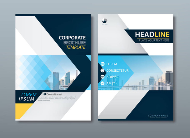 Blue annual report brochure, flyer, book cover template. - Vector, Image