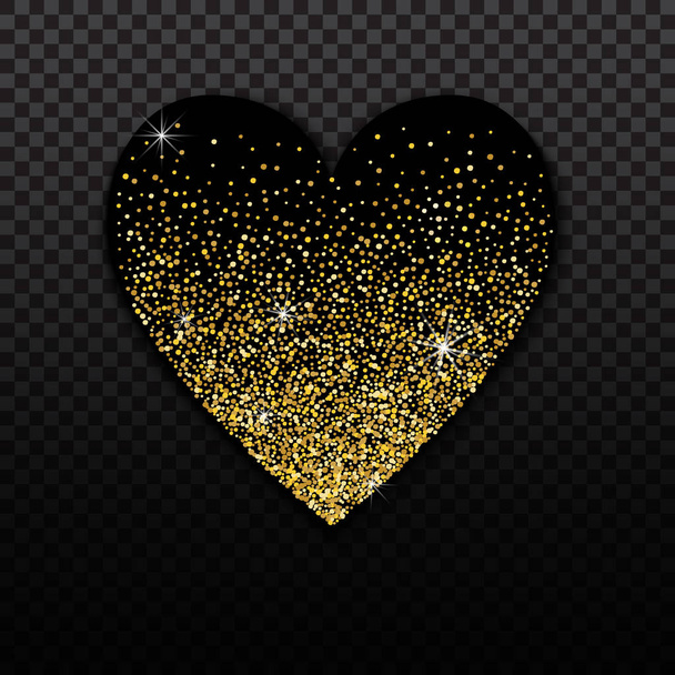 Gold heart glittering. Golden icon silhouette. Vector illustration for Valentines Day and wedding with heart. - Vector, afbeelding