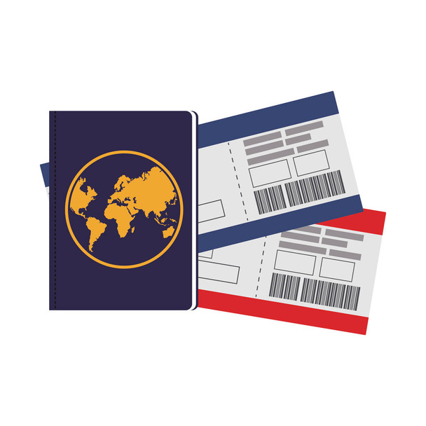pasaporte y pasaportes de vuelo, diseño plano
 - Vector, Imagen