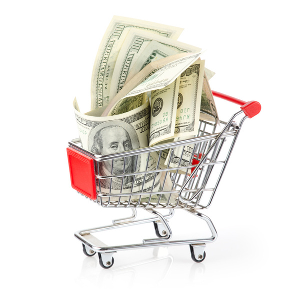 Money in Shopping Cart - Foto, Imagem