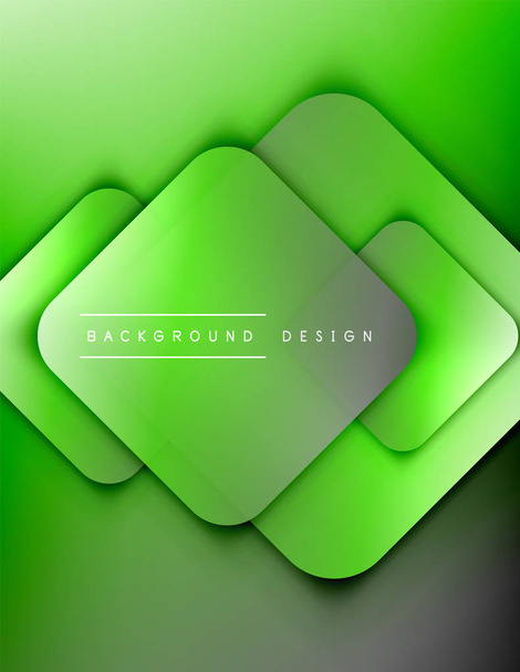 Rounded squares shapes composition geometric abstract background. 3D shadow effects and fluid gradients. Modern overlapping forms. - Vector, Image