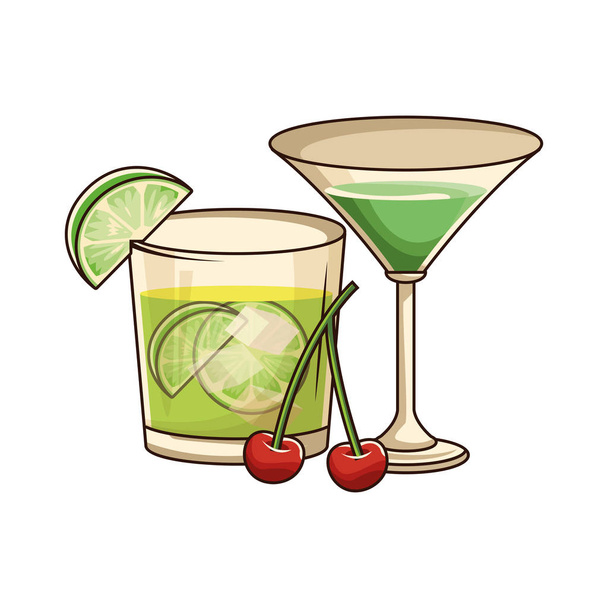 martini cocktail ja sitruuna cocktail ikoni
 - Vektori, kuva