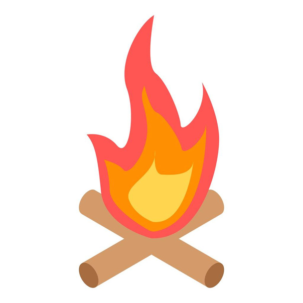 Campfire icon, isometric style - Vector, Image
