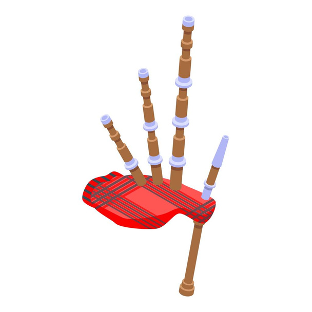 Bagpipes icon, isometric style - Vector, Imagen