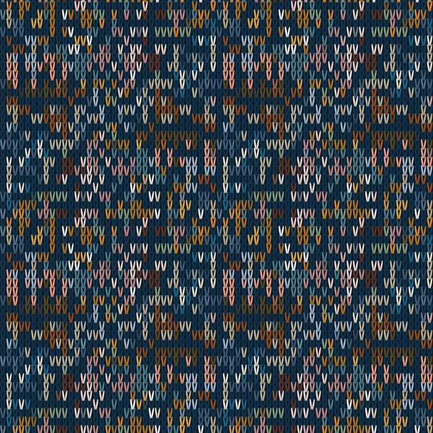 Dark Tweed Knit Marl Melange Tweed Effect Vector Seamless Pattern. Vřes mnohobarevný ruční pletací styl. Textura s barevným efektem vesmíru. Textilní pozadí. Vlna po celém tisku. Eps 10 Dlaždice - Vektor, obrázek