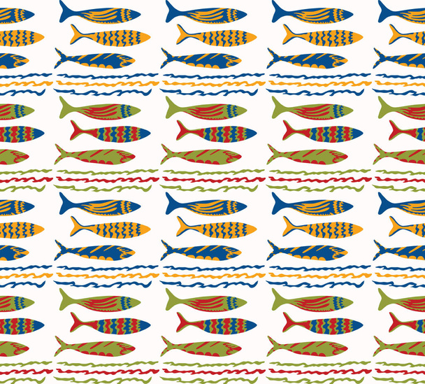 Sardines school van vis naadloze vectorpatroon. Zwemmen Zeediermotief voor Lissabon St Anthony Portugees Food Festival. Grafisch voor Traditionele Recepten Partij, Verpakking van blikken zeevruchten. Vectoren10 - Vector, afbeelding