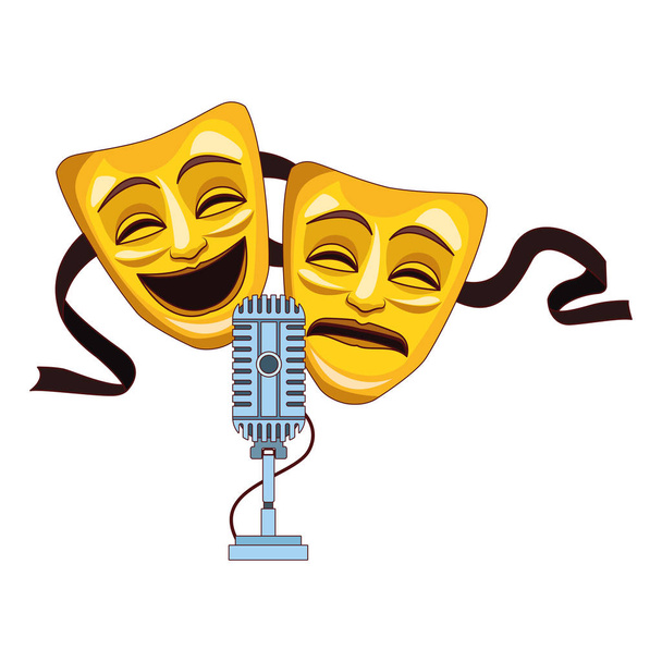 comedy and tragedy theater masks icon - Vector, Image